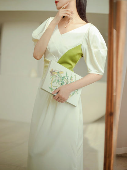 ReVe | high definition phoenix satin three-dimensional bud waist dress