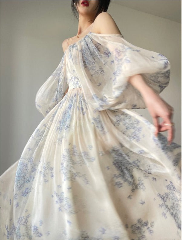 Aconiconi｜Flower Brocade Evening Smoke Broken Flower Fairy Dress