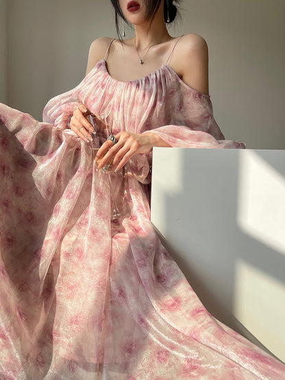Aconiconi｜Flower Brocade Evening Smoke Broken Flower Fairy Dress
