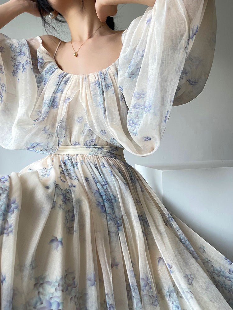 Aconiconi｜Flower Brocade Evening Smoke Broken Flower Fairy Dress