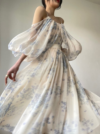 Aconiconi｜Flower Brocade Evening Smoke Broken Flower Fairy Dress