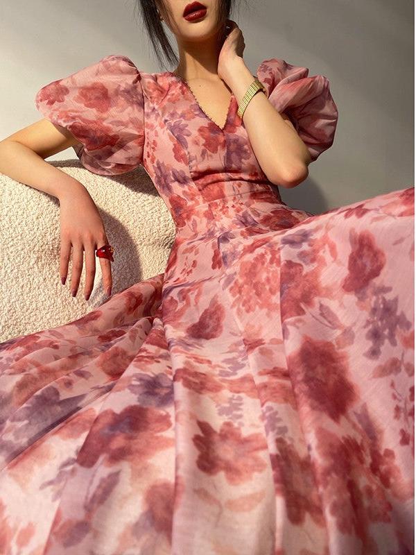 Flowers purple kite romantic luxury high-end beaded dress