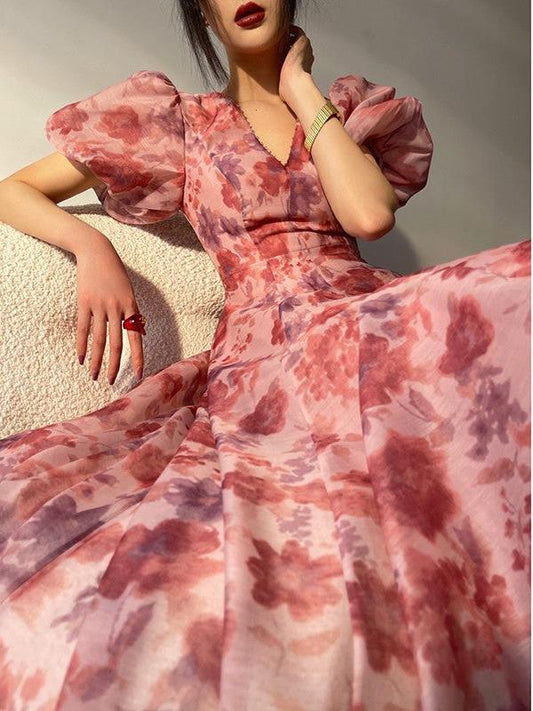 Flowers purple kite romantic luxury high-end beaded dress