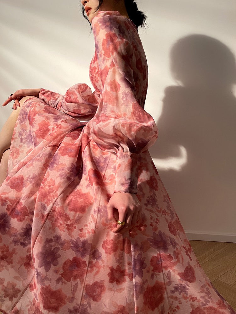 Flowers purple kite romantic luxury high-end beaded dress