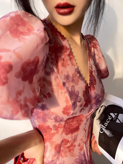 Flowers purple kite romantic luxury high-end beaded dress