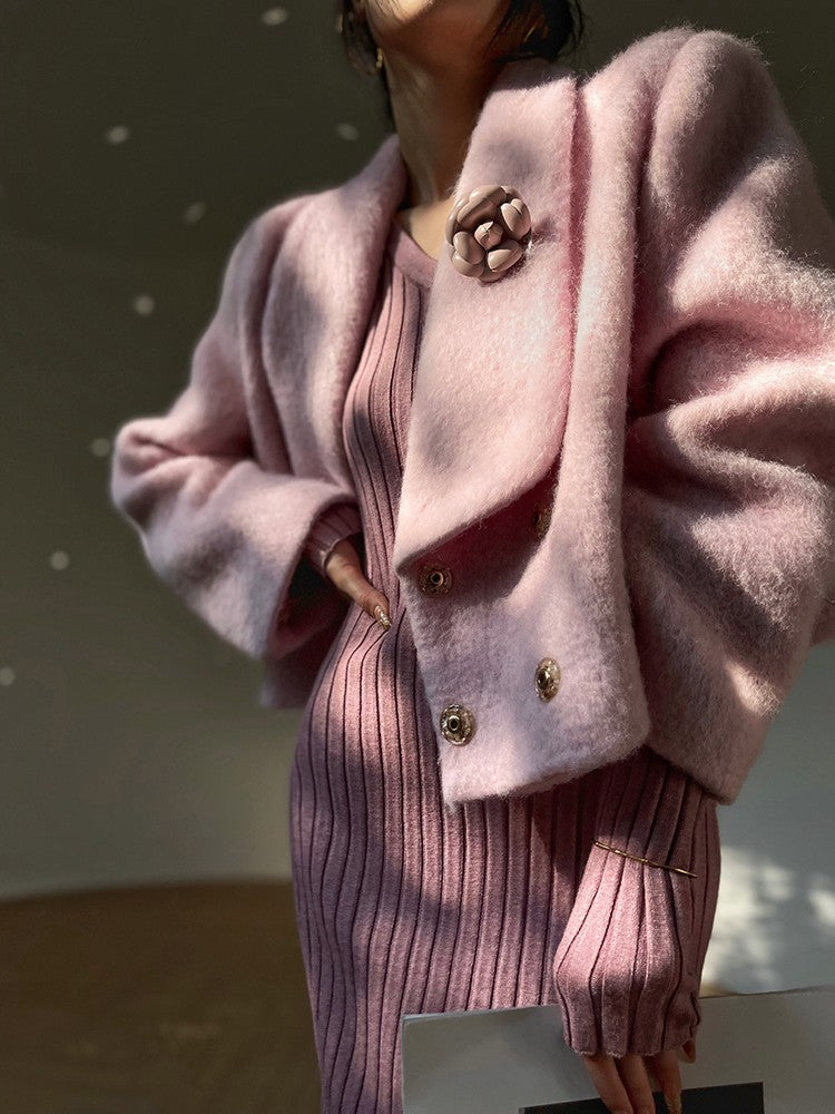 Aconiconi｜Sweet Peach Women's Wool Coat