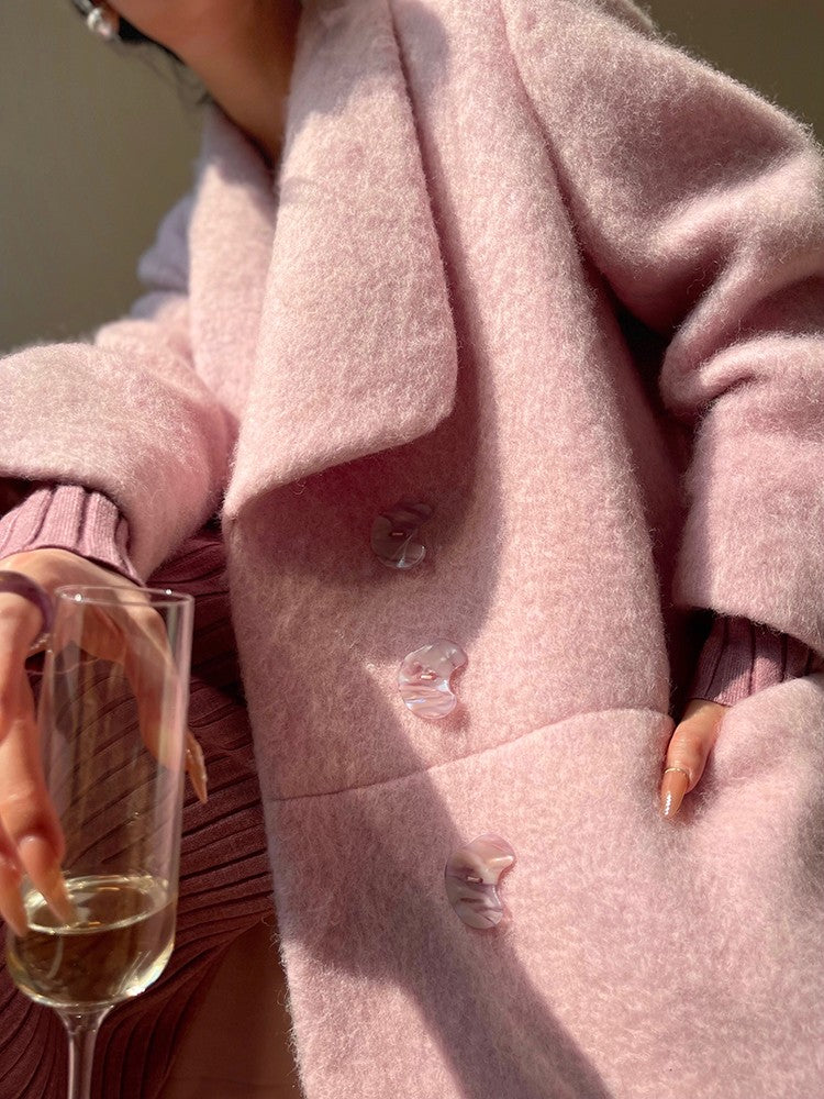 Aconiconi｜Sweet Peach Women's Wool Coat