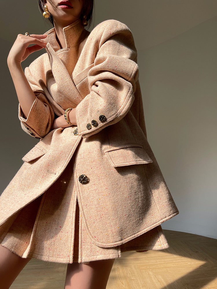 Aconiconi | Maillard Girl's French Temperament Blazer Pleated Skirt Suit