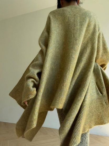 Aconiconi｜Late autumn evening wool knitted suspender dress & cardigan