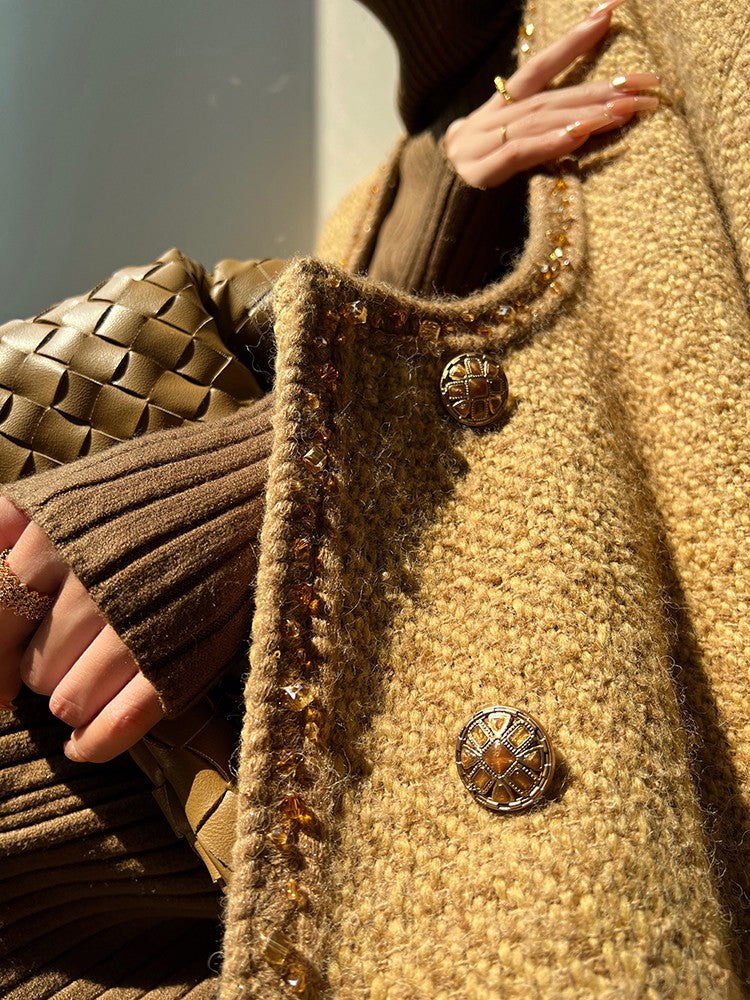 Aconiconi｜Brownie Autumn Wool Retro Skirt Suit