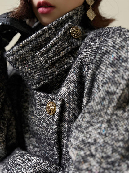 Aconiconi｜Inkstone Retro Stand Collar Wool Coat