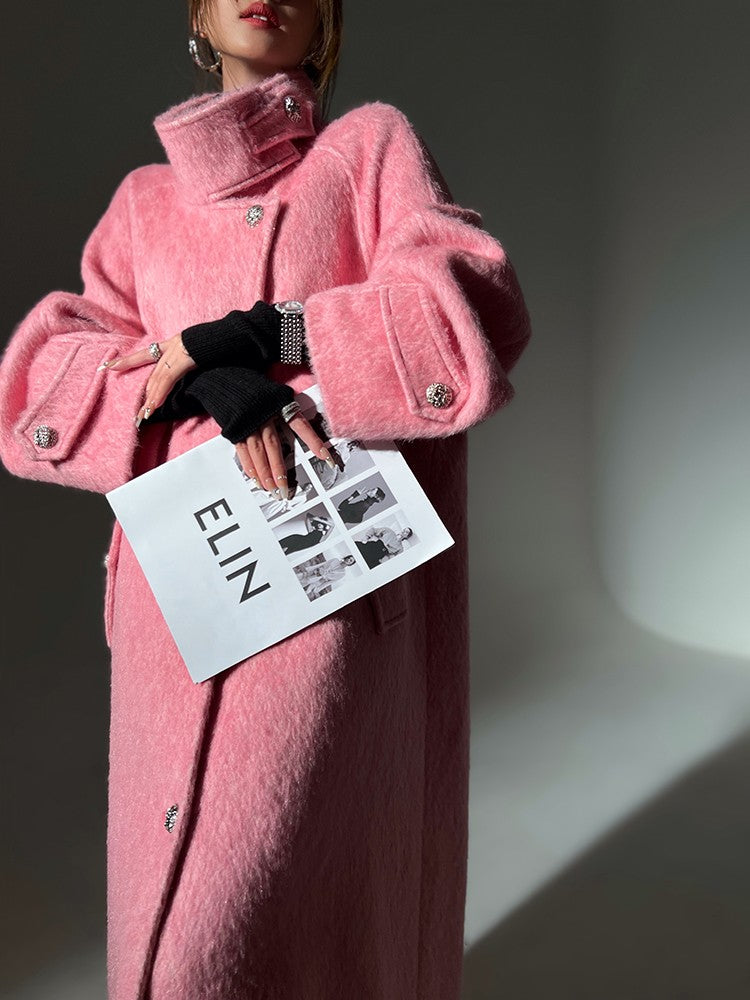 Aconiconi｜Inkstone Retro Stand Collar Wool Coat