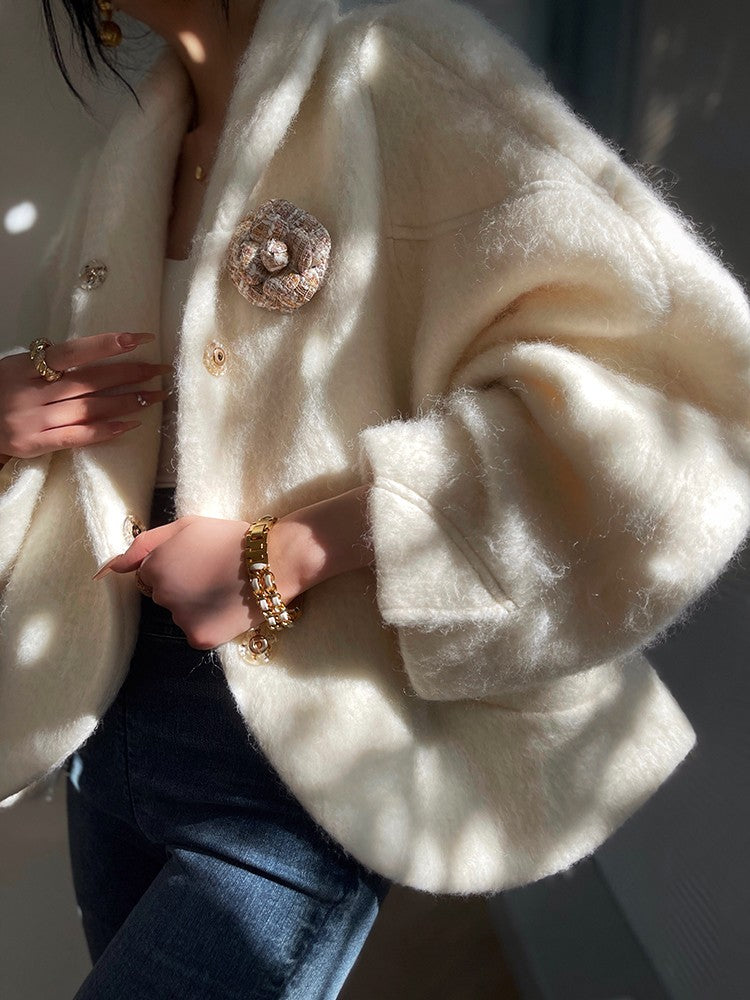 Aconiconi | Whispering Snow Angel Winter Short Wool Coat