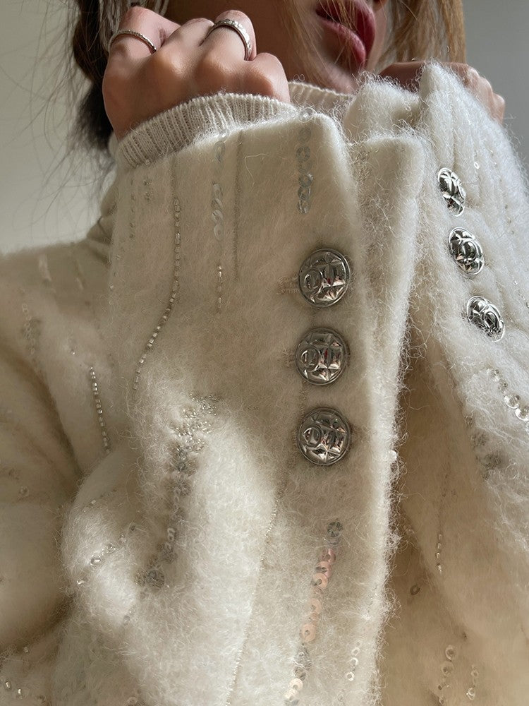 Aconiconi |Lady in Paris Wool V-neck Temperament Dress