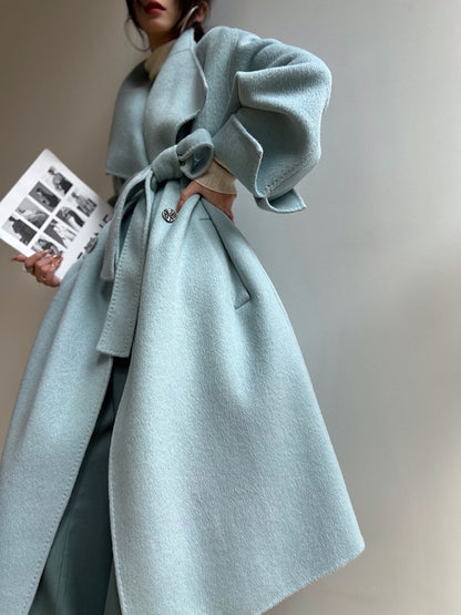 Aconiconi｜Dark Night & Sea Waves Double-Sided Wool Coat