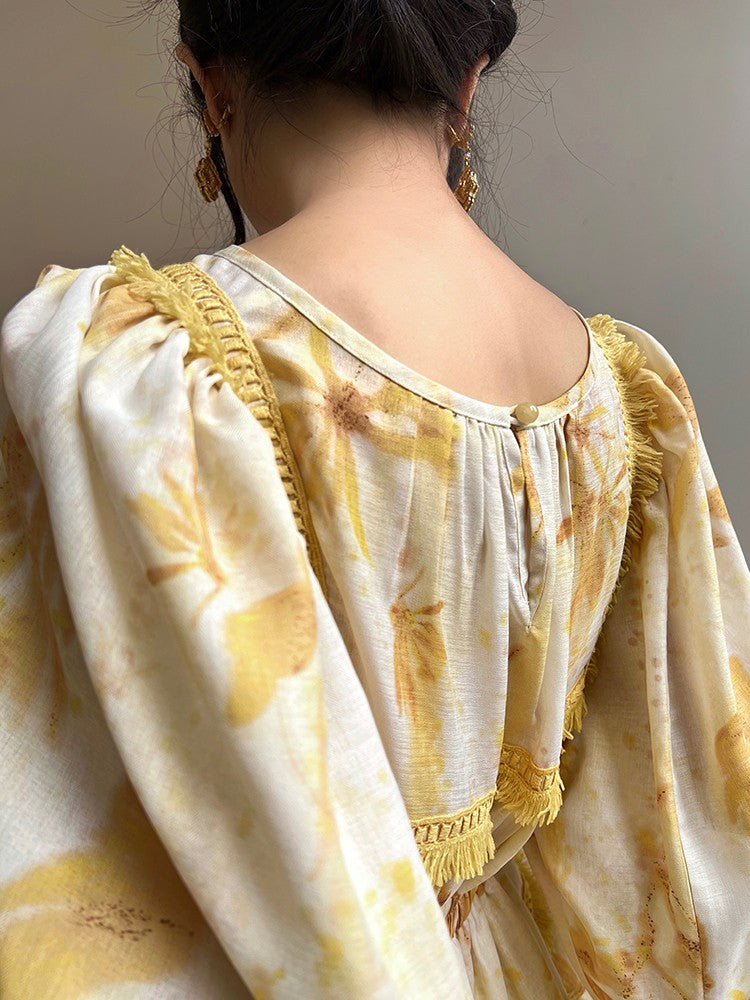 Aconiconi｜Mustard Flower ruffled skirt suit