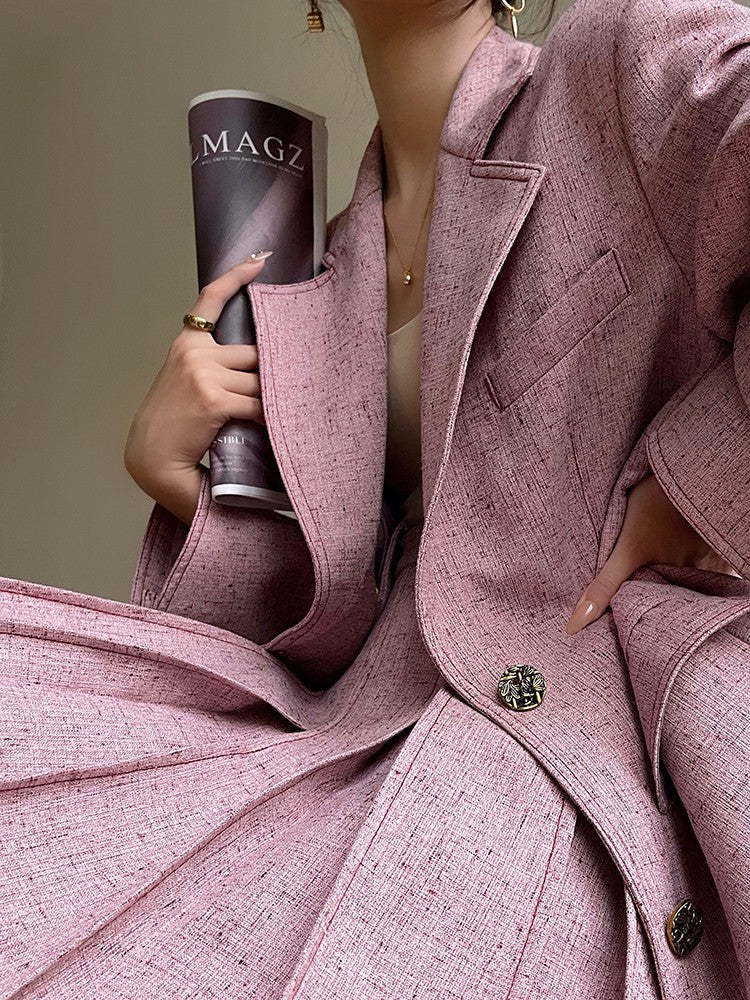 Aconiconi | Pink and Denim Skirt Suit