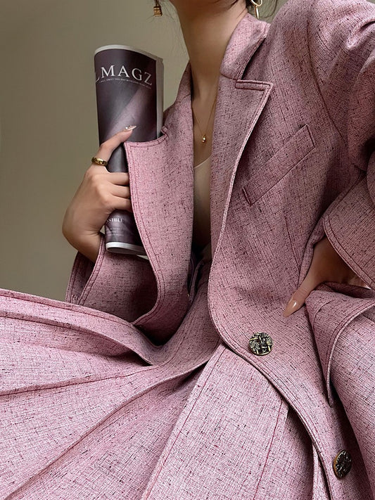 Aconiconi | Pink and Denim Skirt Suit