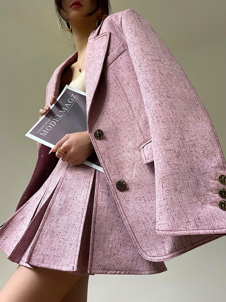 Aconiconi | Pink and Denim Skirt Suit
