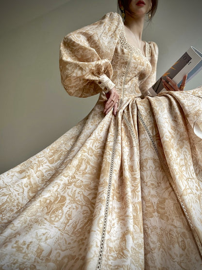 Aconiconi｜Warm Spring Retro Long Dress